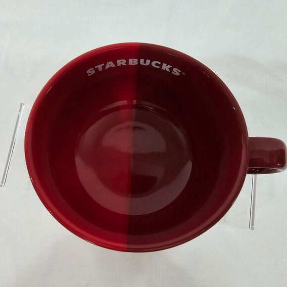 Starbucks Mug 2021 Ceramic Coffee Cup Handle Red Two Tone 16 oz / 5" x 3" - Picture 3 of 7